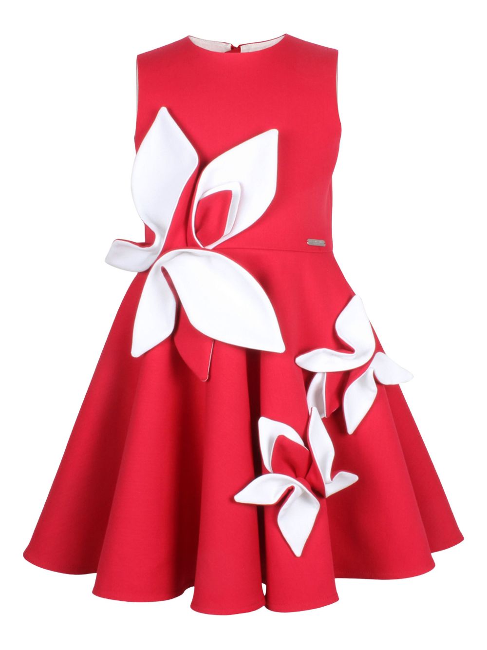 Floral-appliqué dress - Red