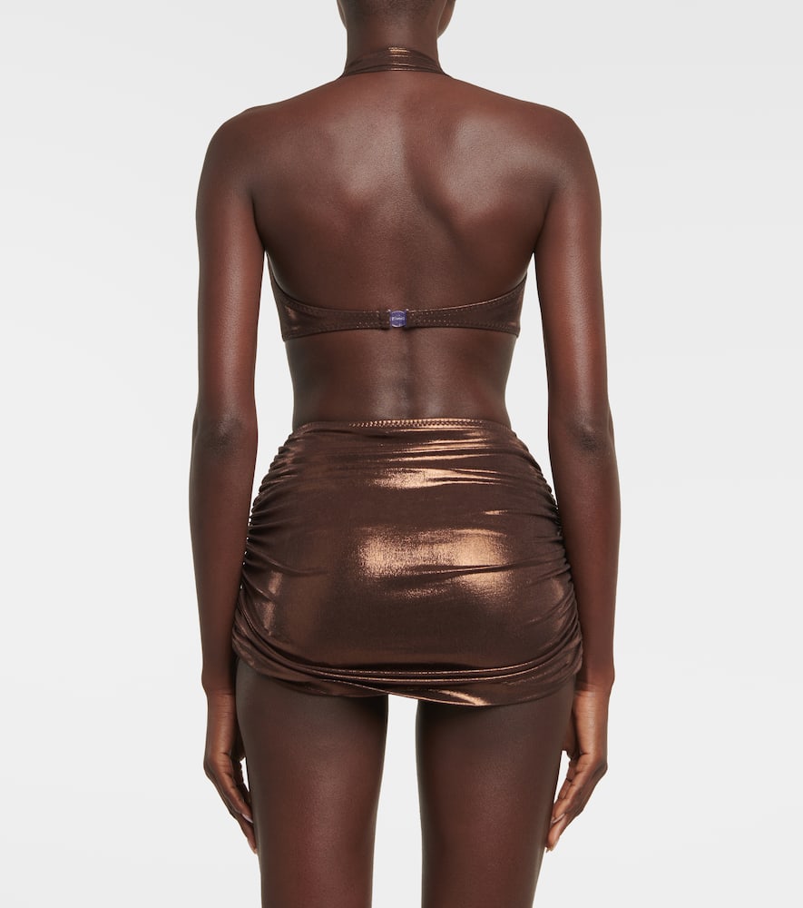 Norma Kamali Metallic ruched swim skirt