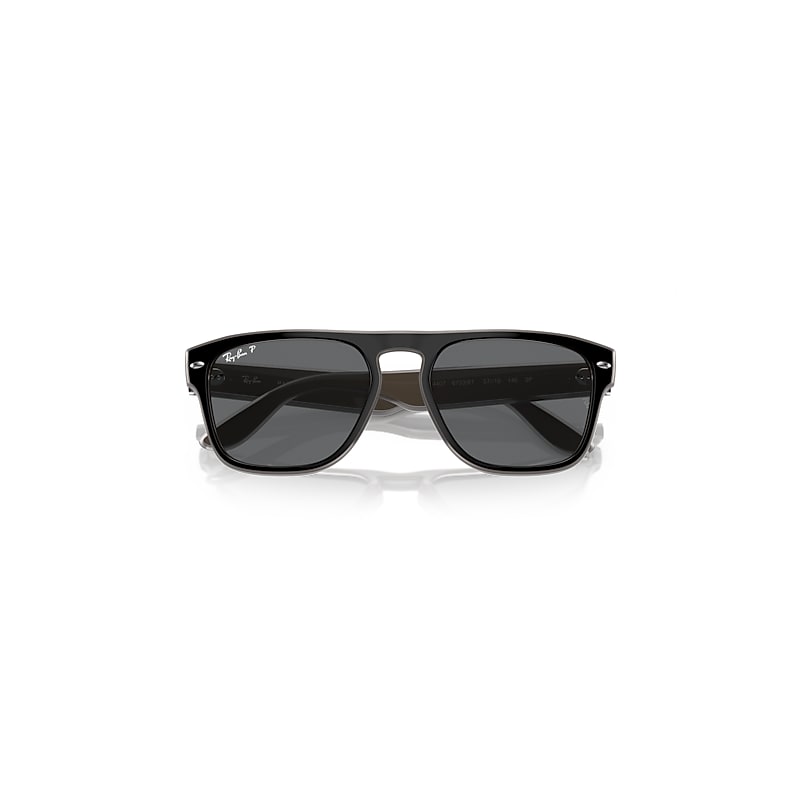 Ray-Ban Rb4407 Sunglasses Black & Light Grey & Transparent Grey Frame Grey Lenses Polarized