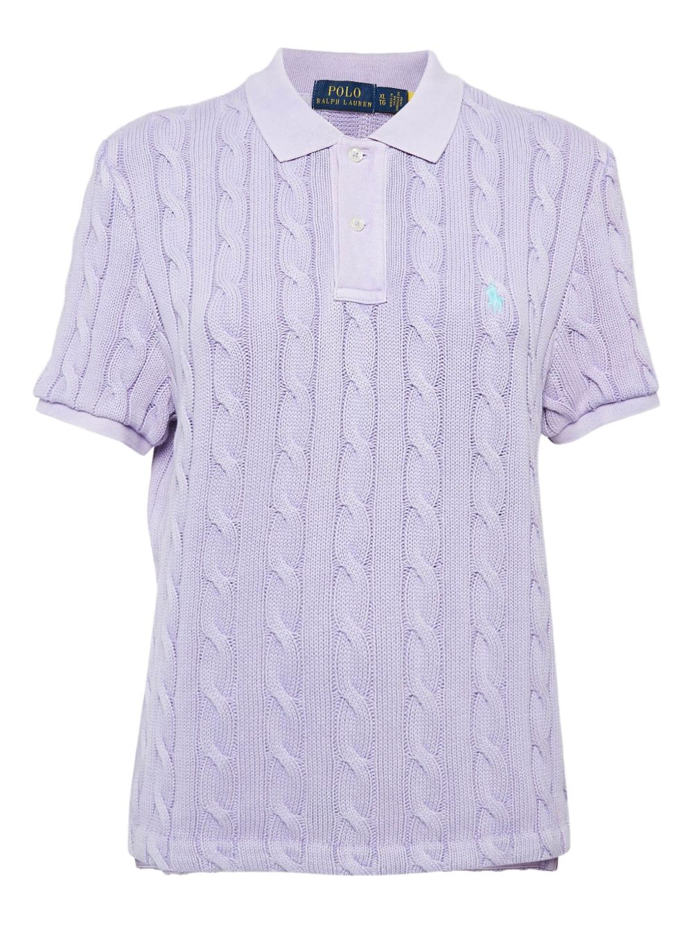 Pre-owned cable-knit polo shirt - Purple