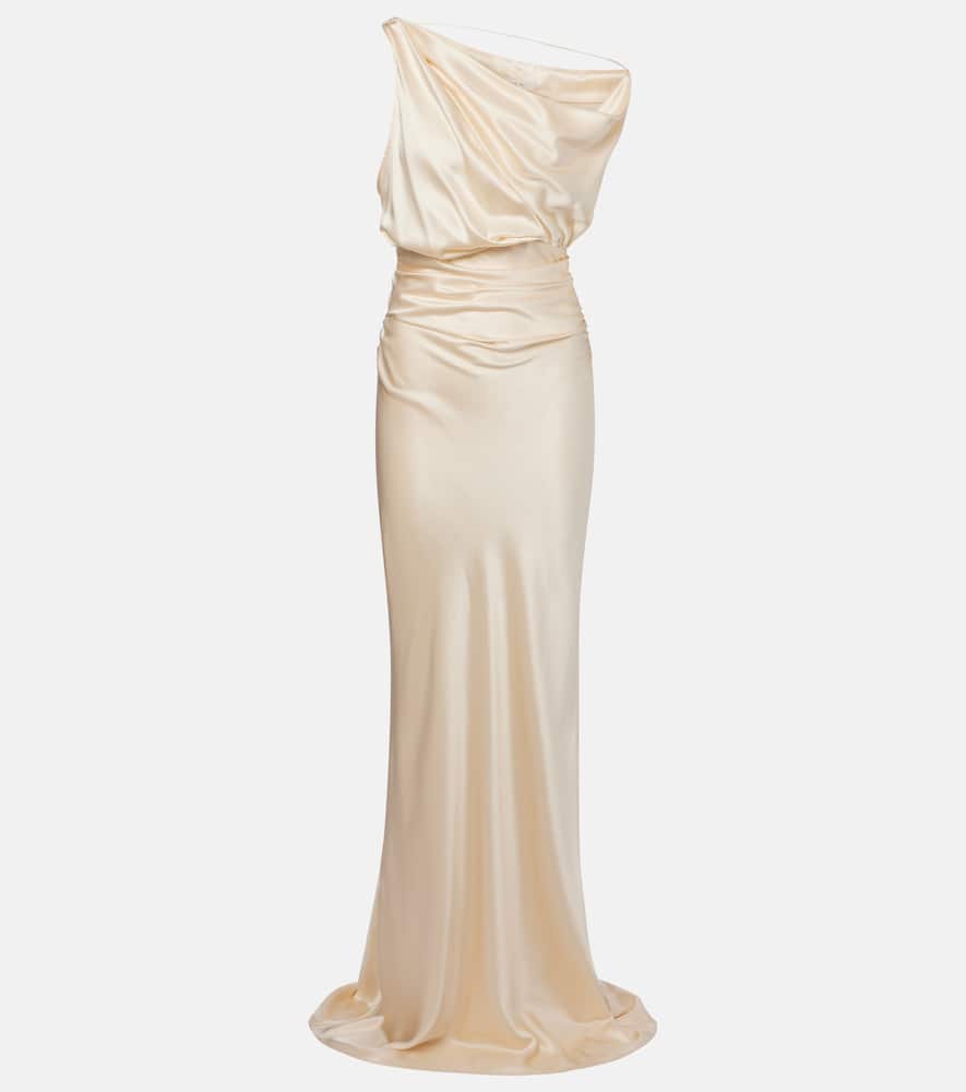 Draped silk satin gown