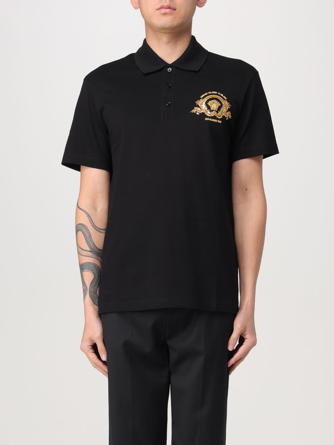Medusa Head piqué polo shirt - Black