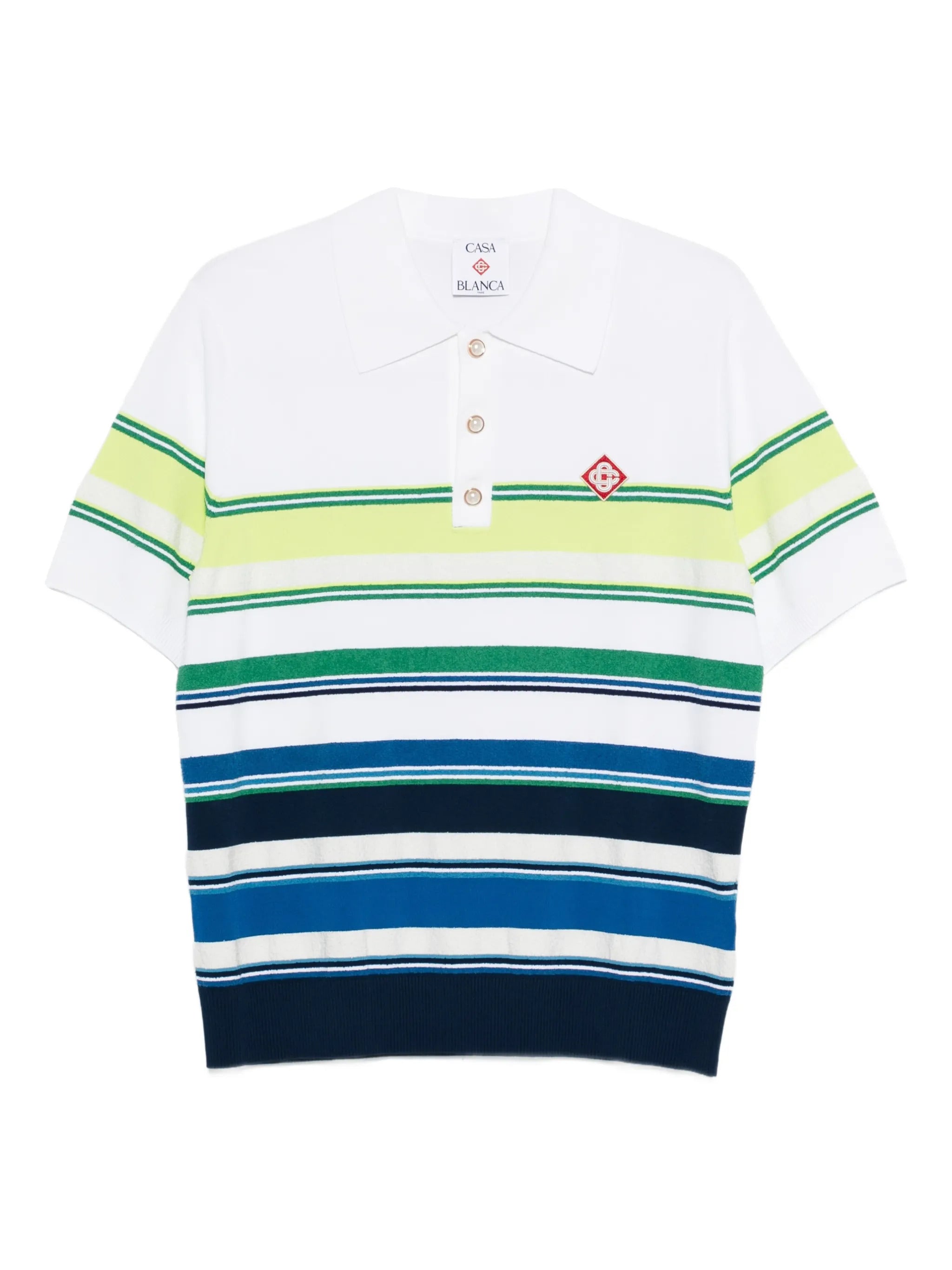 Striped Button-Front Short-Sleeve T-Shirt with Ribbed Hem
