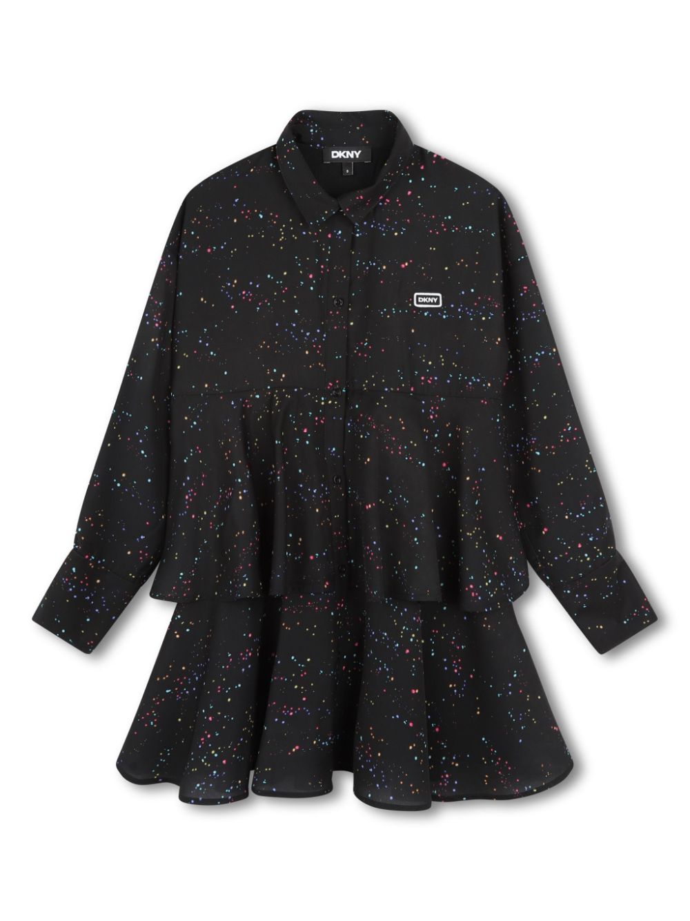 Layered space-print dress - Black