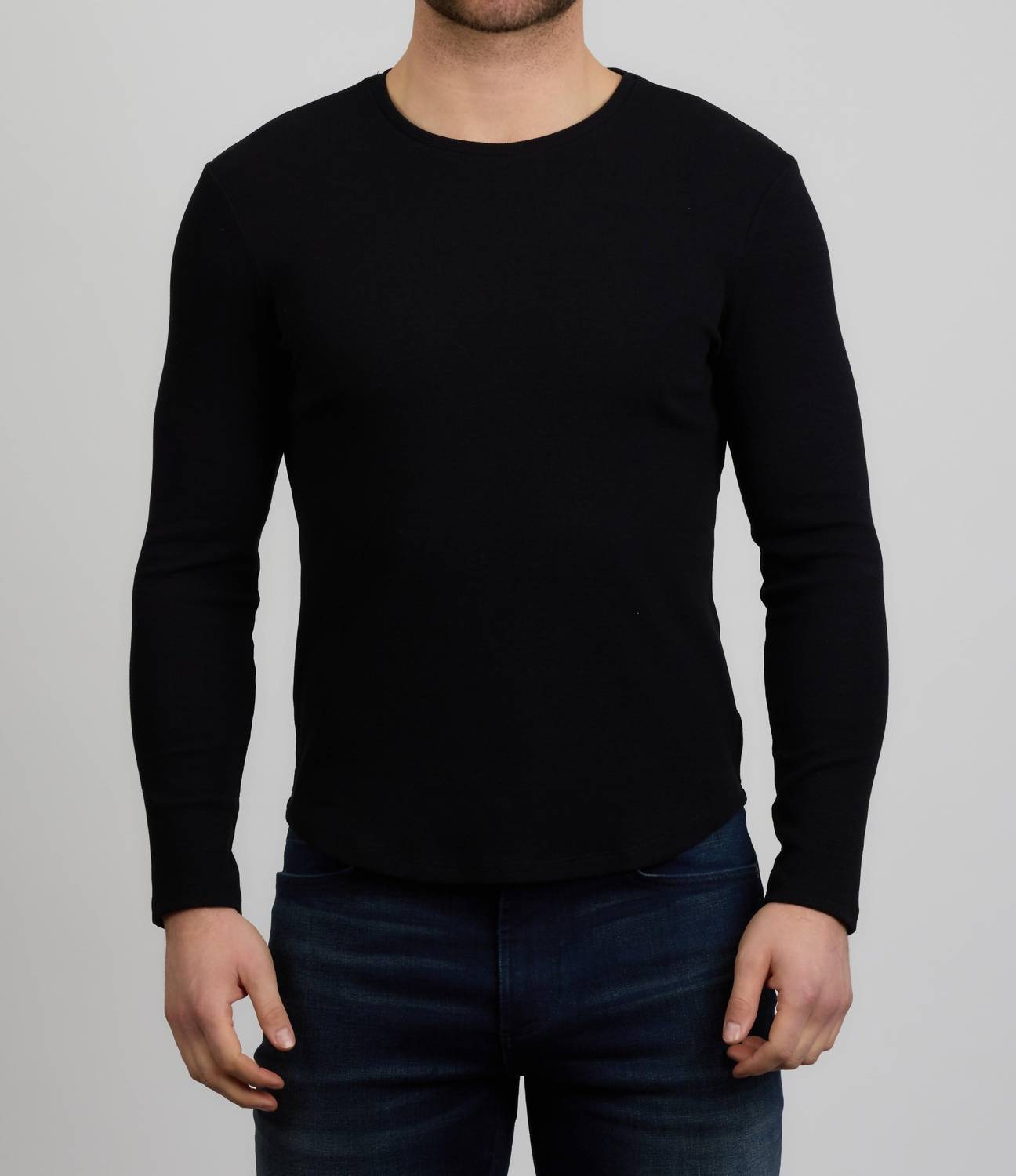 Dann Ribbed Long Sleeve Shirt In Noir