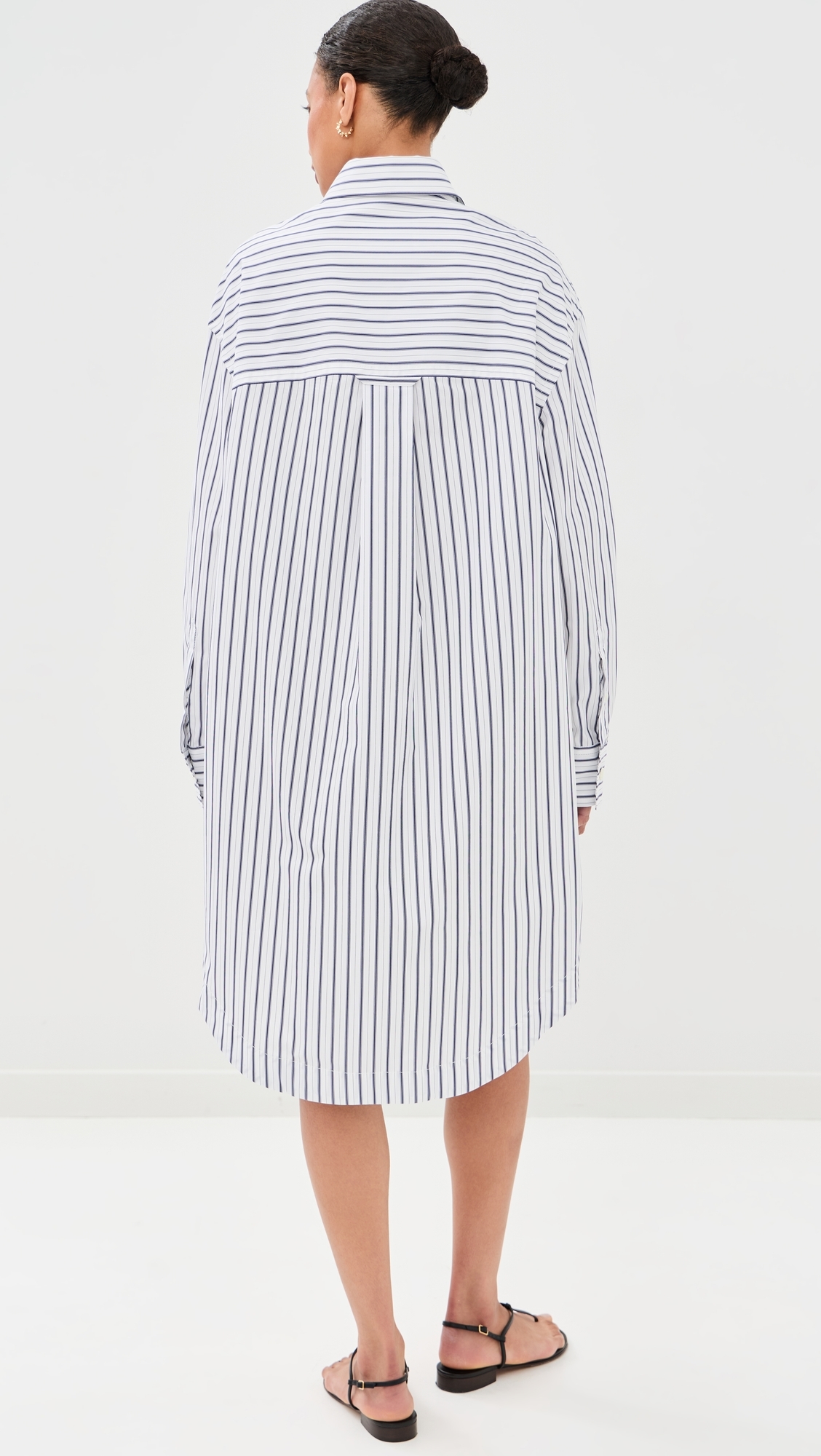Long Sleeve Wide Shirt Dress with Embossed De Coeur Blanc/Encre