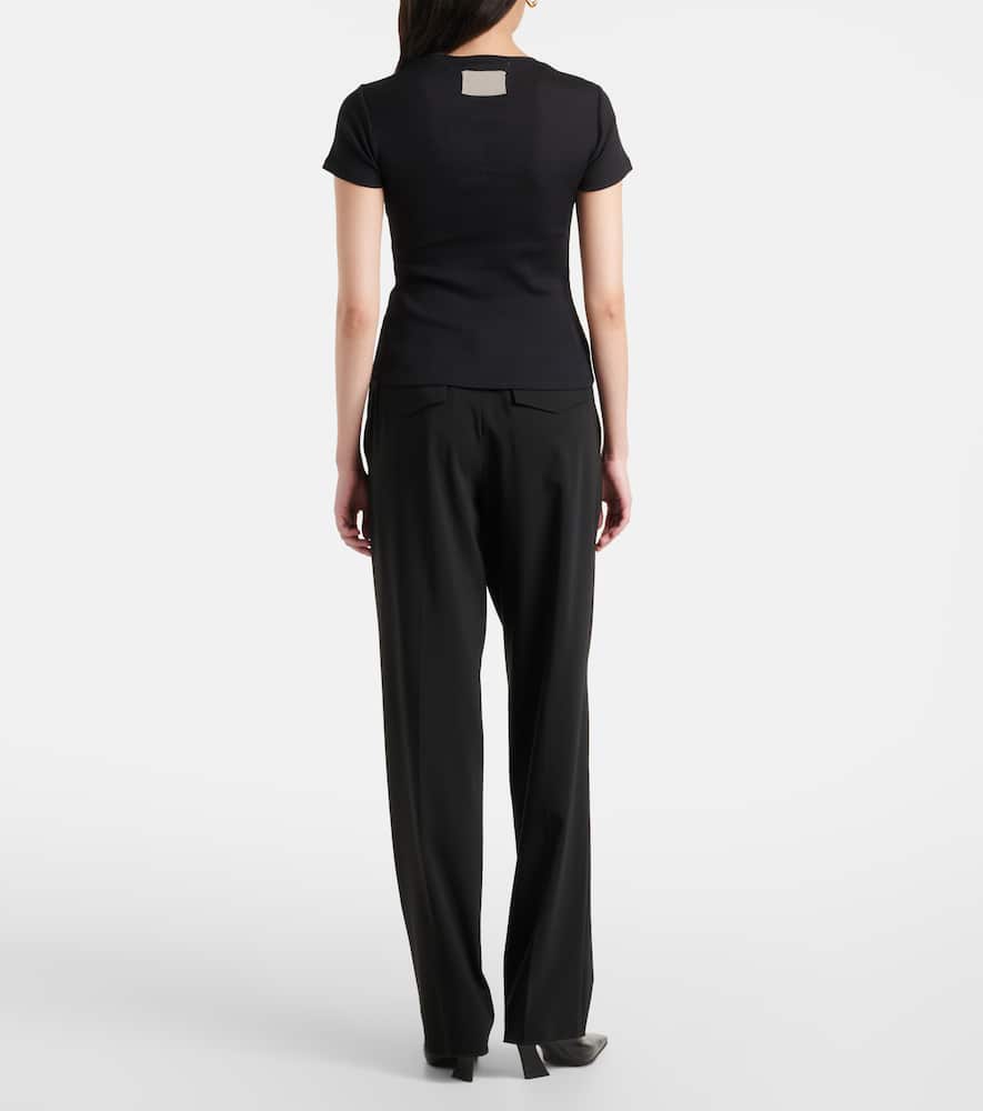 Ribbed-knit cotton T-shirt