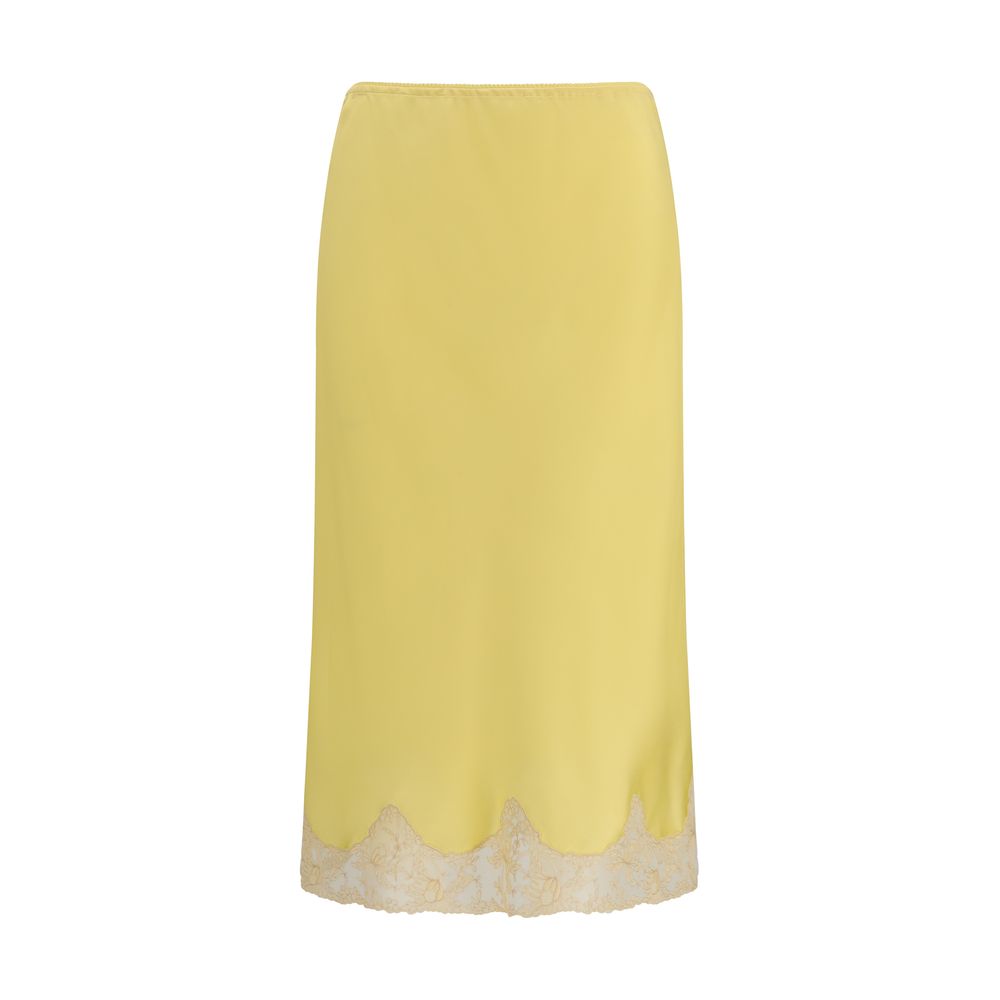Silk Satin with Lace Trim Skirt — Yellow
