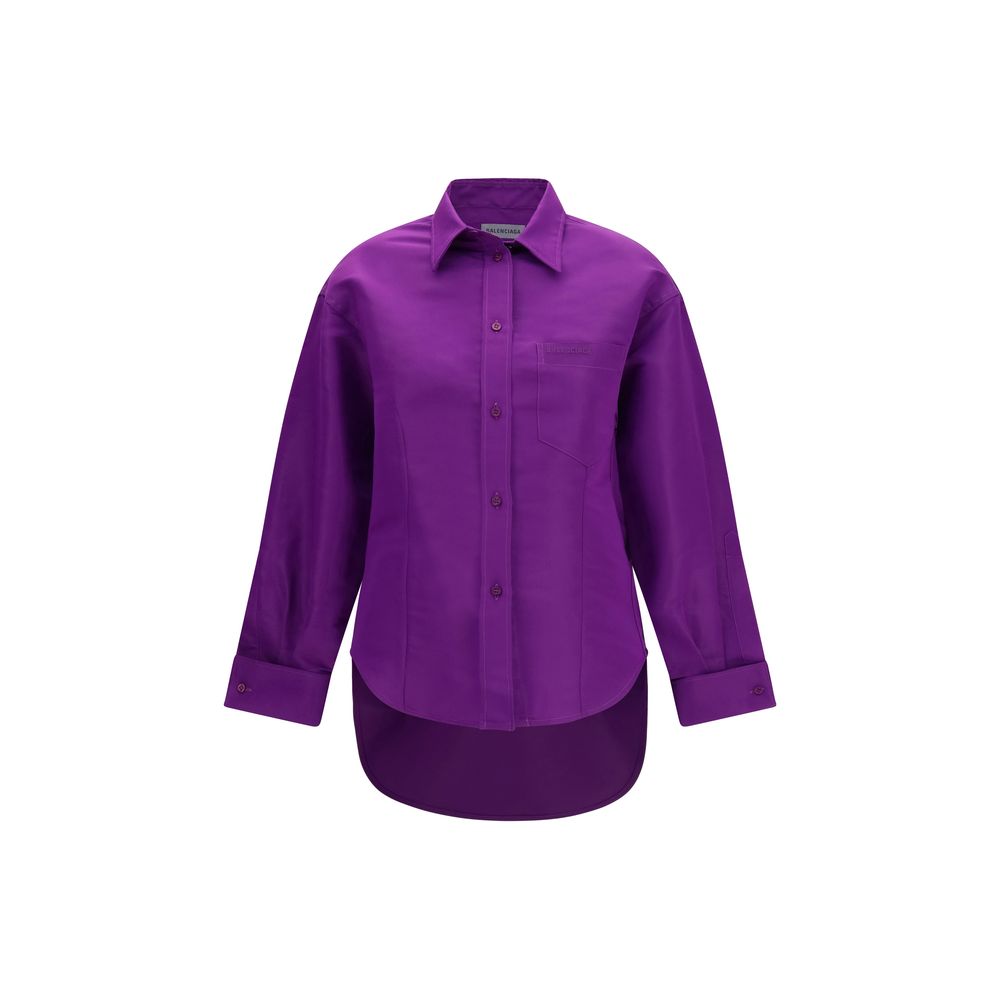 Asymmetric Cotton Shirt — Purple