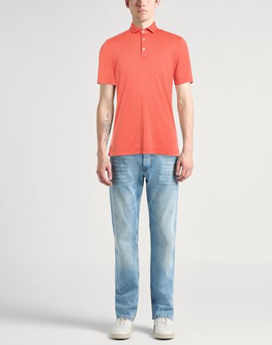 Man Polo shirt Coral Size 38 Cotton