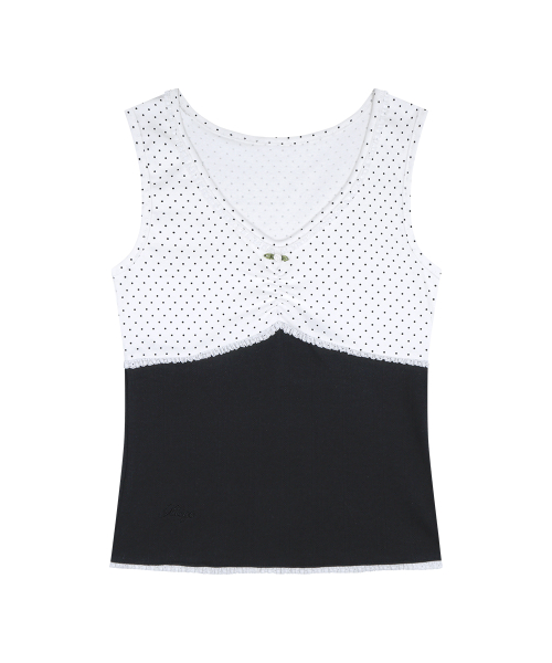 Dot Color Block Sleeveless White