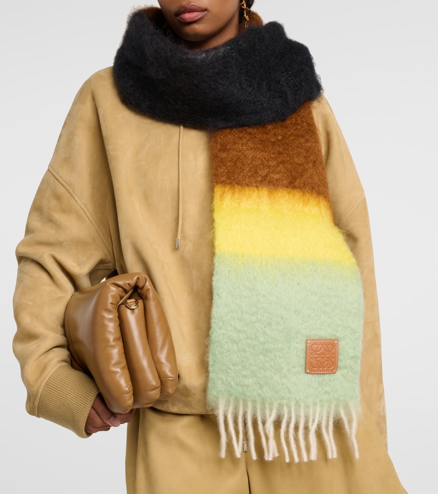 Striped mohair and wool scarf