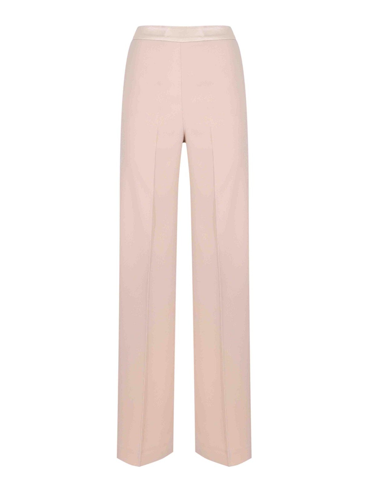 Crepe trousers with shell satin details