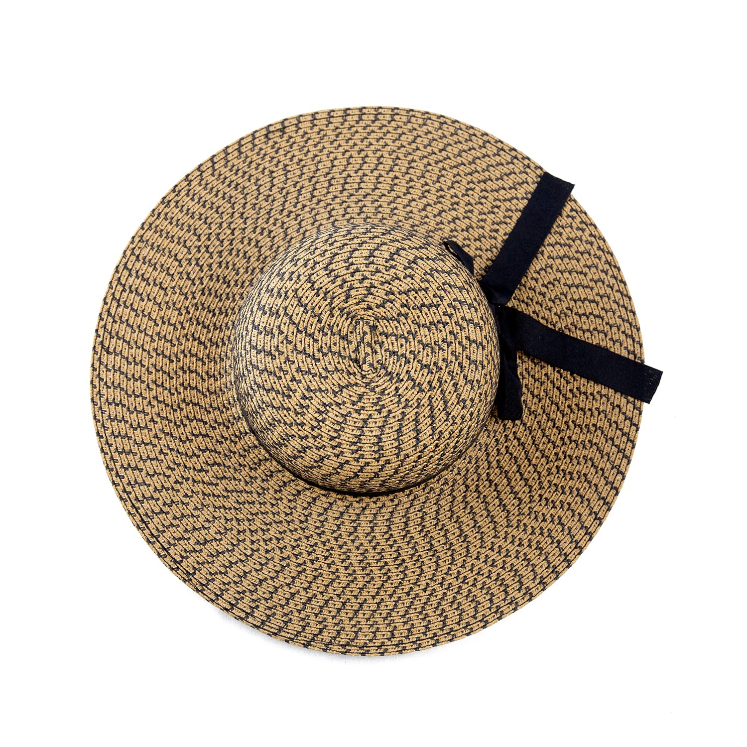 Woodland Leathers Womens Ladies Wide Brim Woven Sun Hat Adjustable Summer Beach Hat in Tan - One