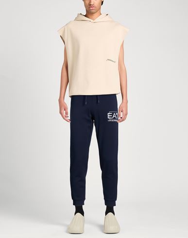 Man Pants Navy Size L Cotton, Polyester