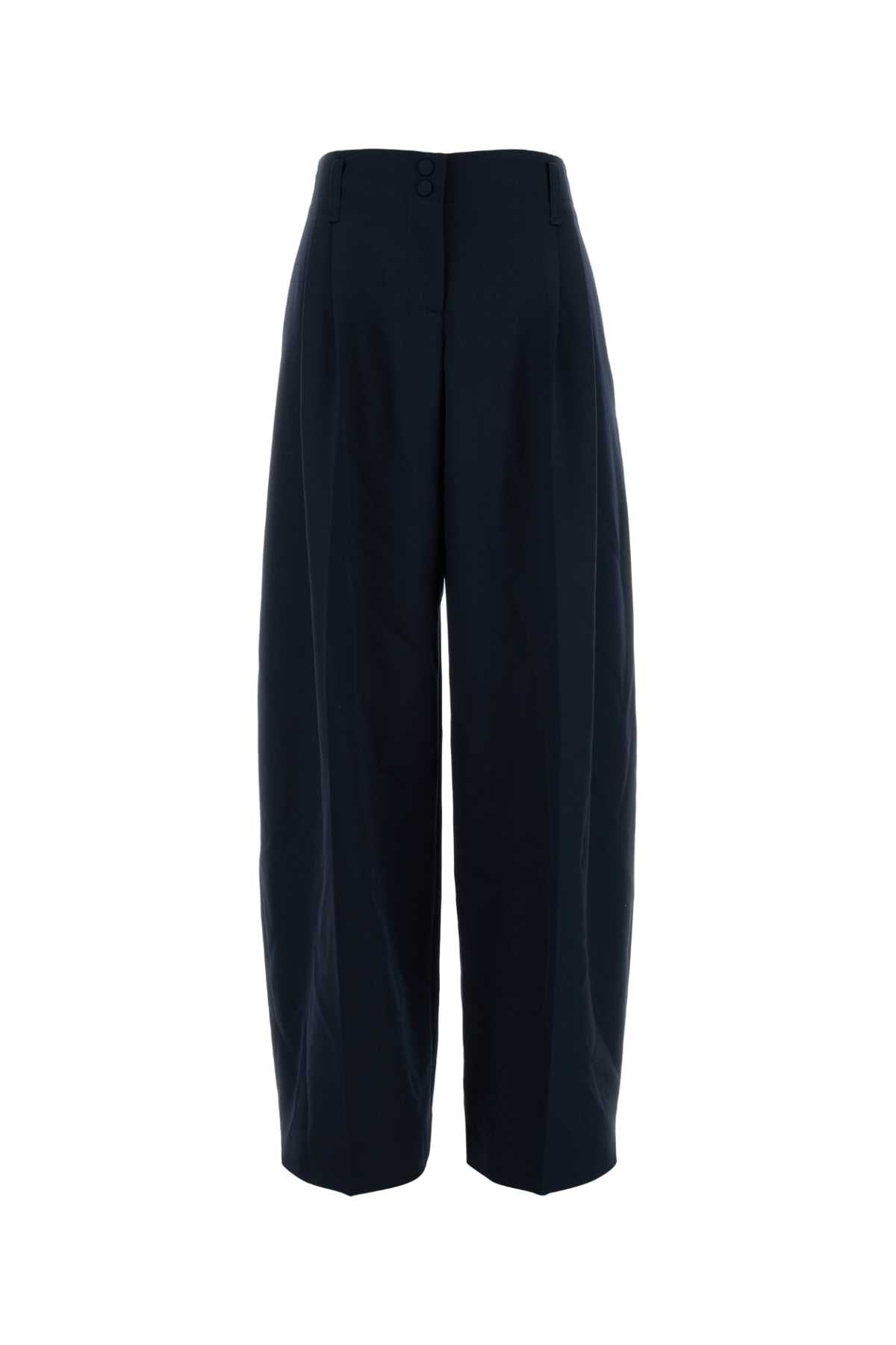 Wide-Leg Wool Trousers — Navy