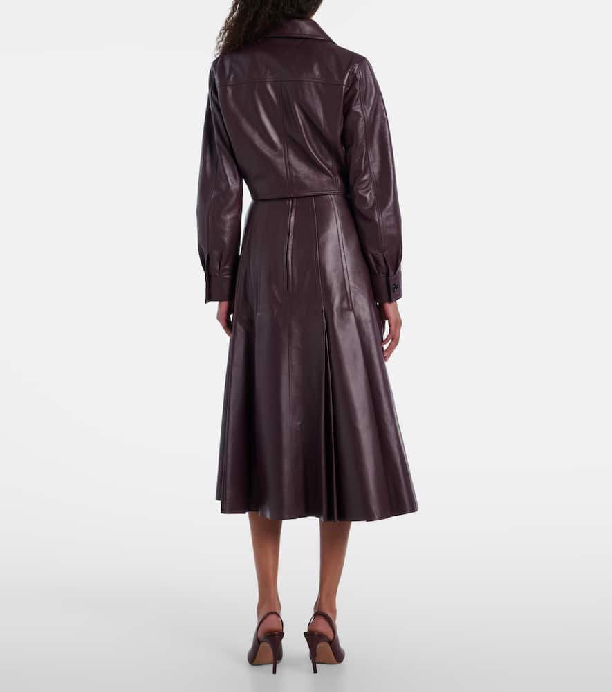 Kensie high-rise leather midi skirt