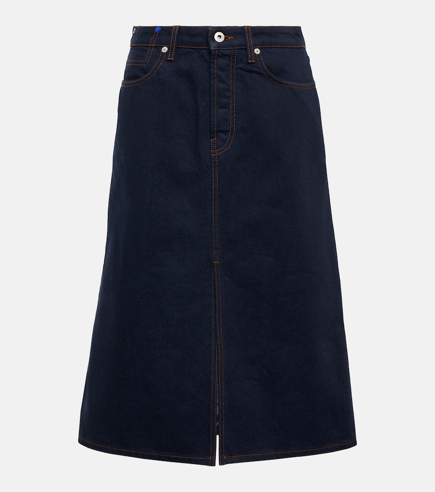 High-rise denim midi skirt
