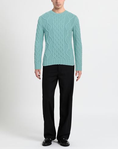 Man Sweater Turquoise Size 40 Merino Wool, Cashmere