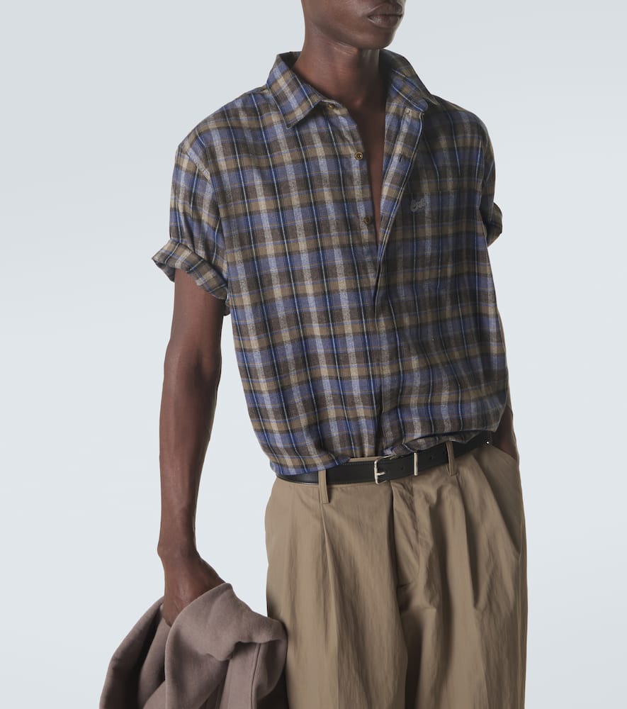 Checked cotton-blend shirt