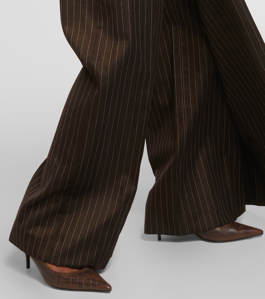 Tattoo pinstripe wool-blend maxi skirt