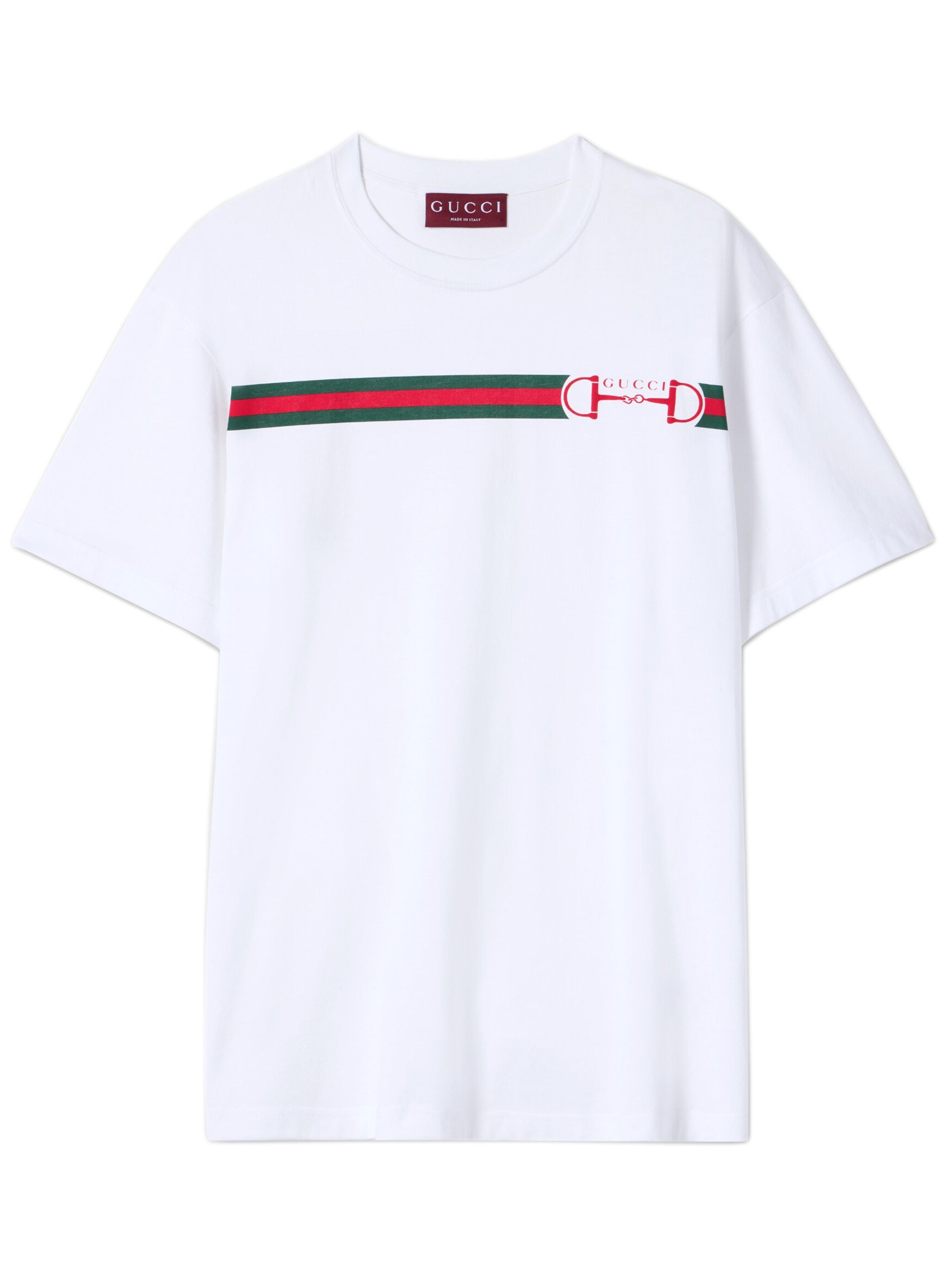 Web Print Horsebit Embroidered Crewneck Tee