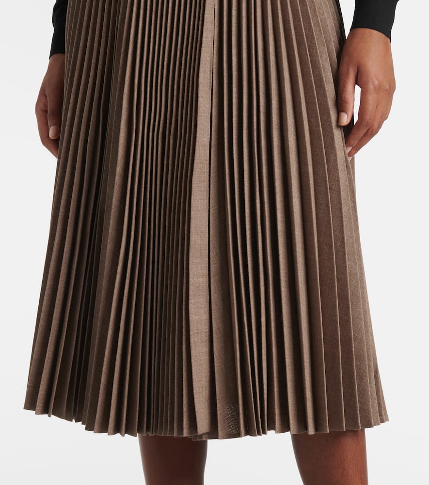 Pleated wool midi skirt