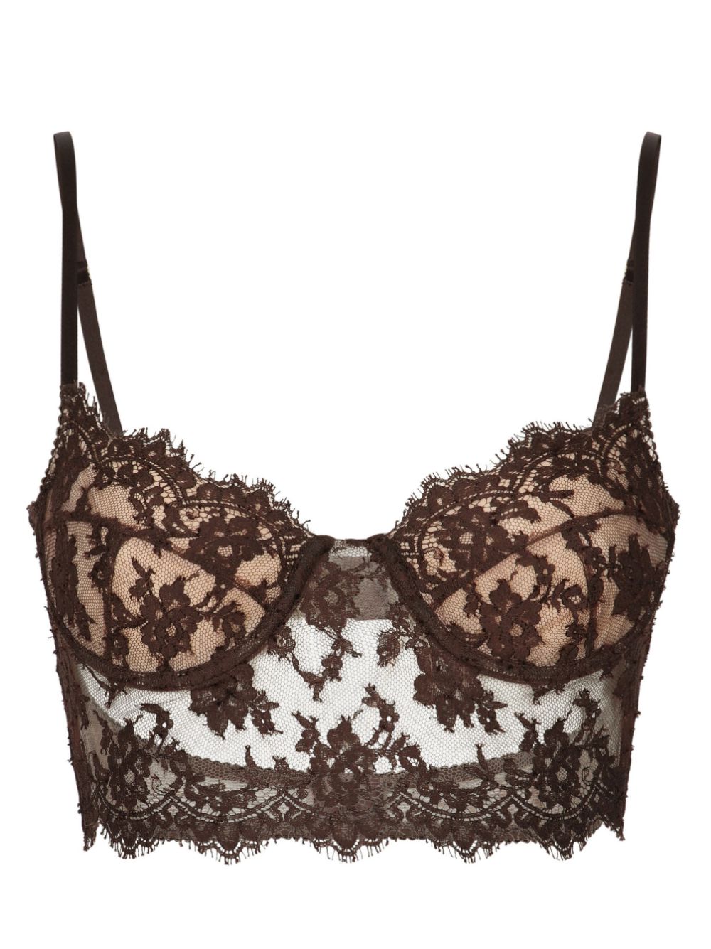 Floral-lace corset-style bra - Black