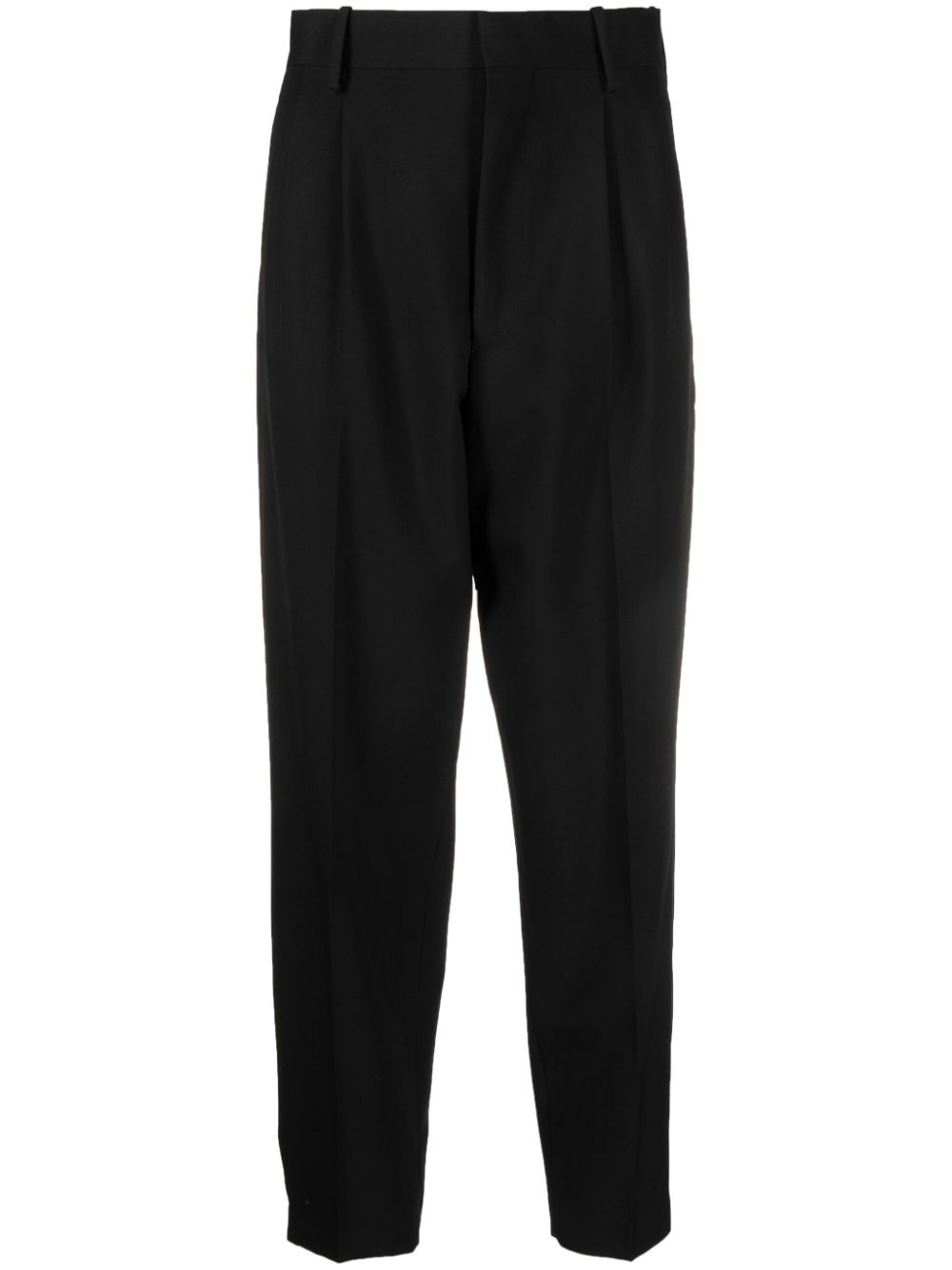 Pressed-crease high-waist trousers - Black
