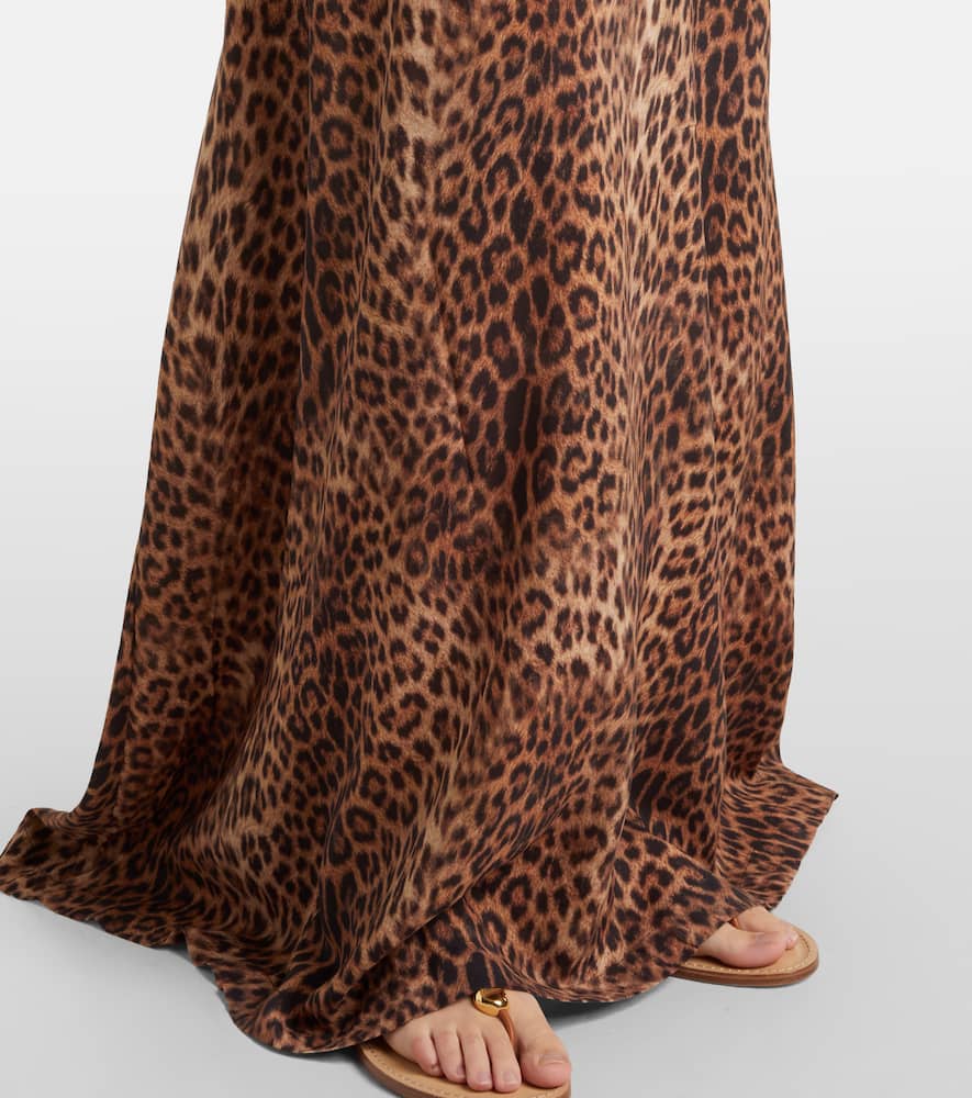 Sage leopard-print halterneck maxi dress