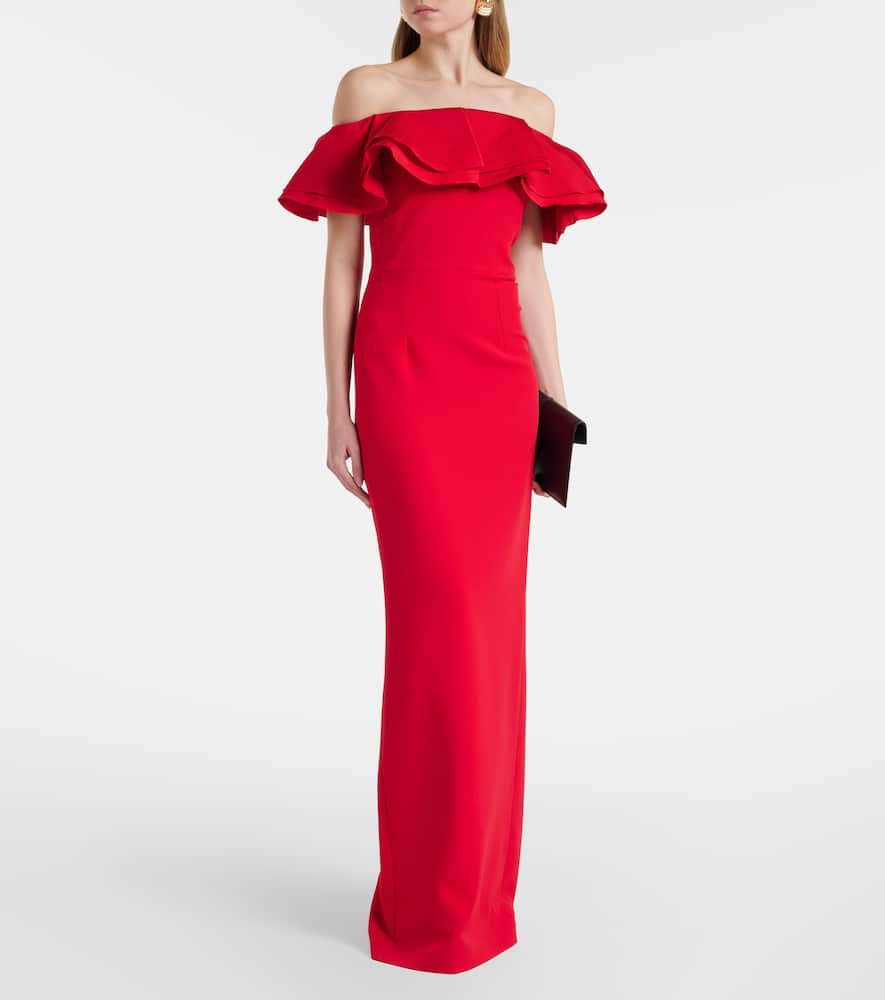 Ryan ruffled off-shoulder crêpe gown