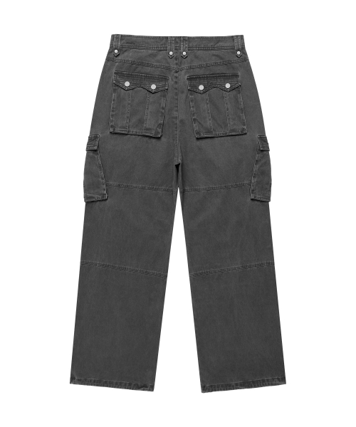 WASHED MILITARY CARGO PANTS CHARCOAL