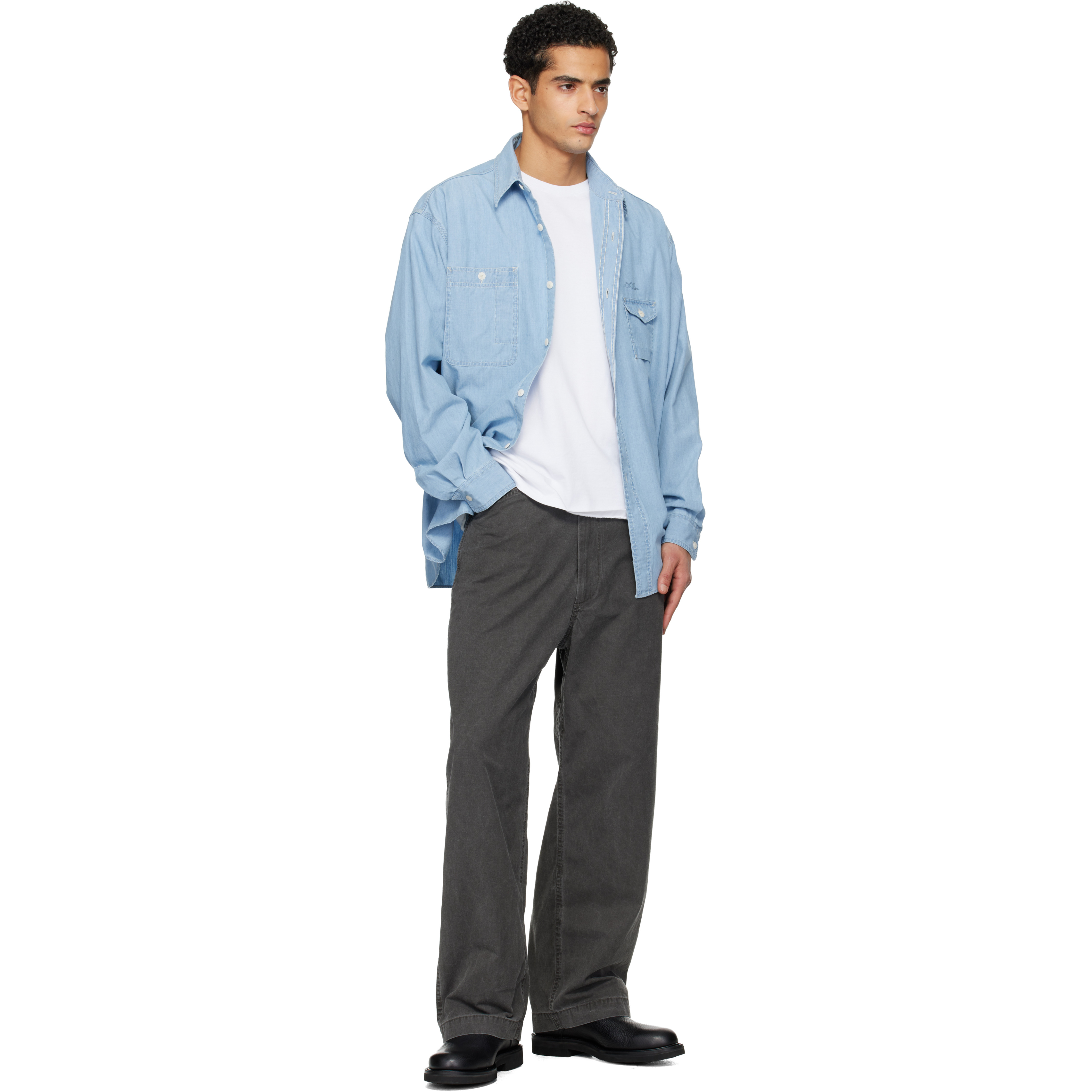Blue OOAL Regular Collar Chambray Shirt