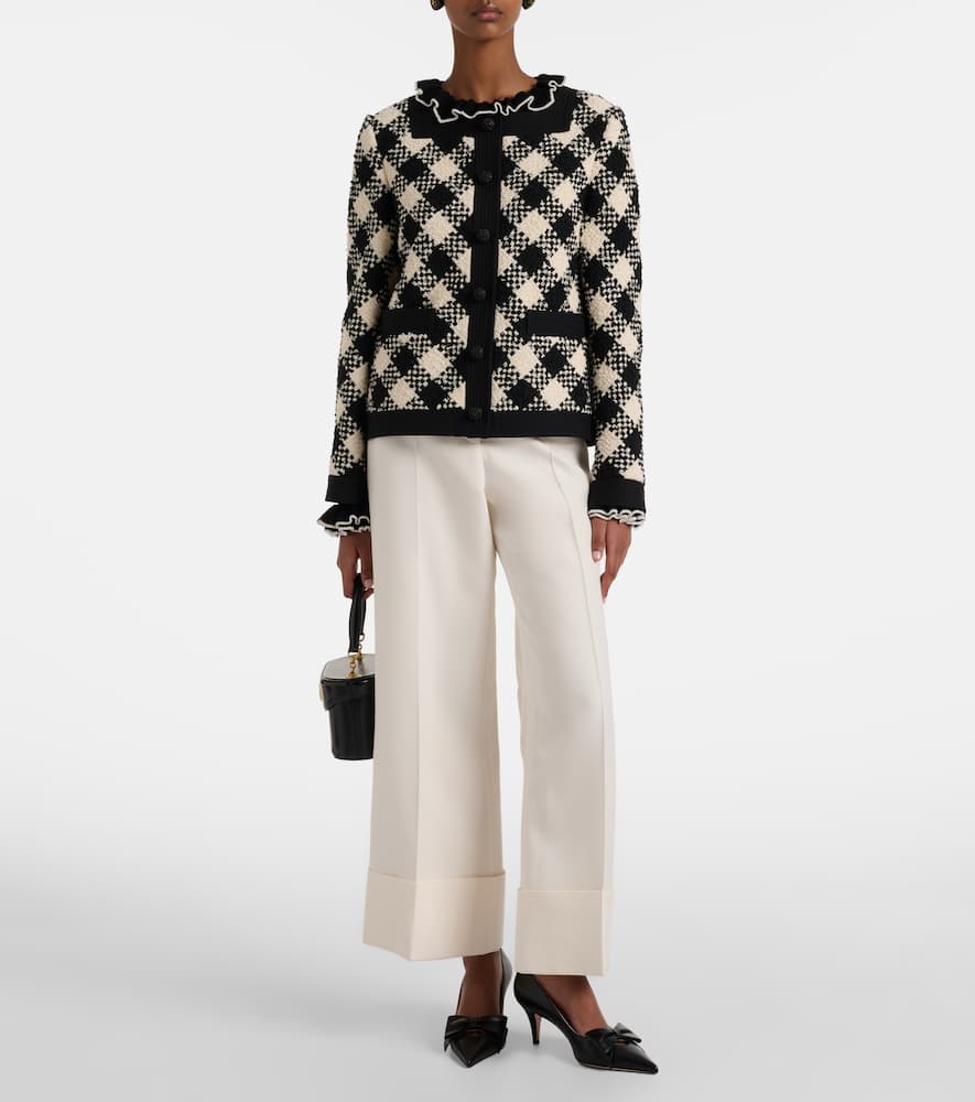 Checked ruffled tweed jacket