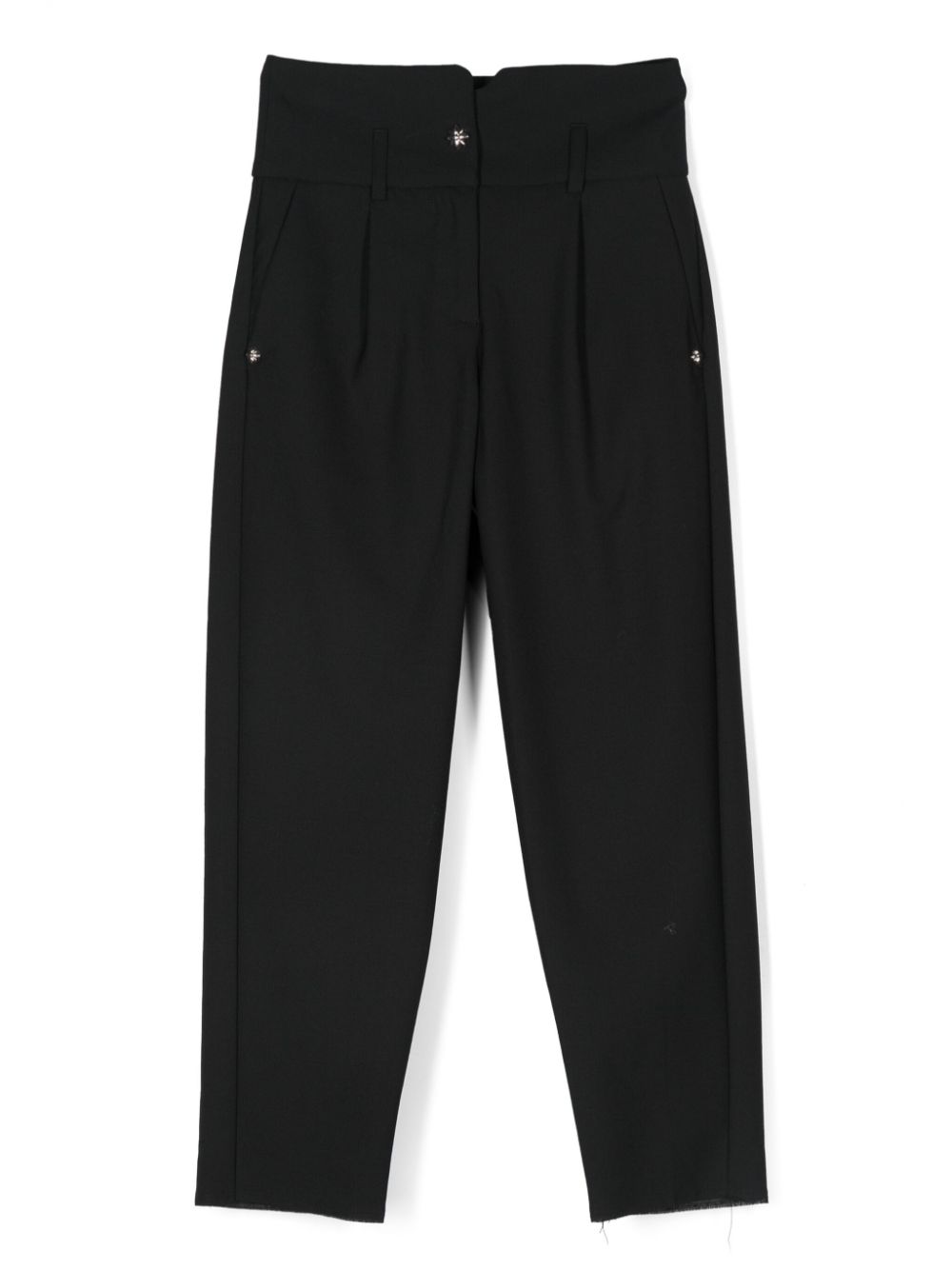 Floral-button trousers - Black