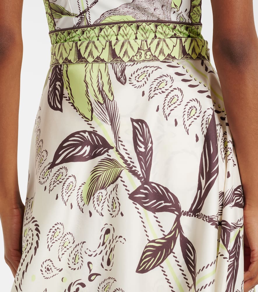 Printed silk midi skirt