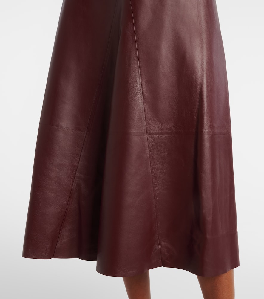 Leather midi skirt
