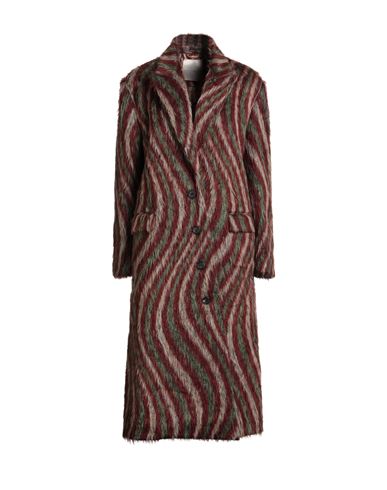 Woman Coat Brick Size 2 Virgin Wool, Mohair wool, Polyester