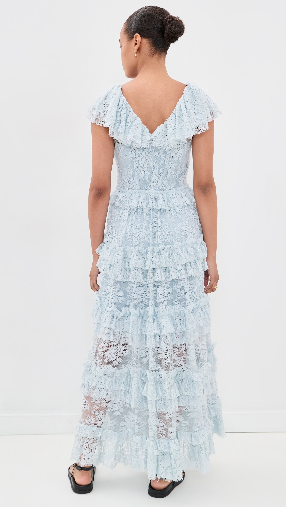 Sharleen Lace V Neck Dress Sky