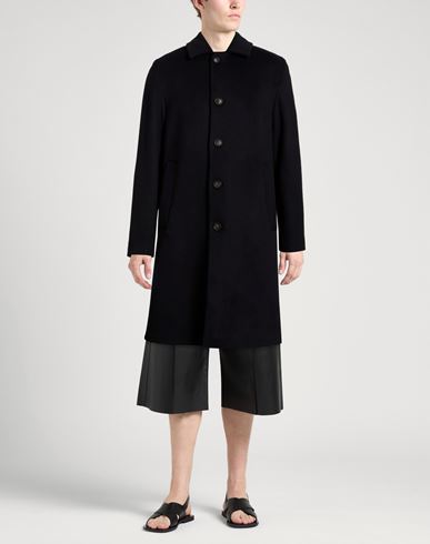 Hevò Man Coat Black Size 36 Virgin Wool, Polyamide