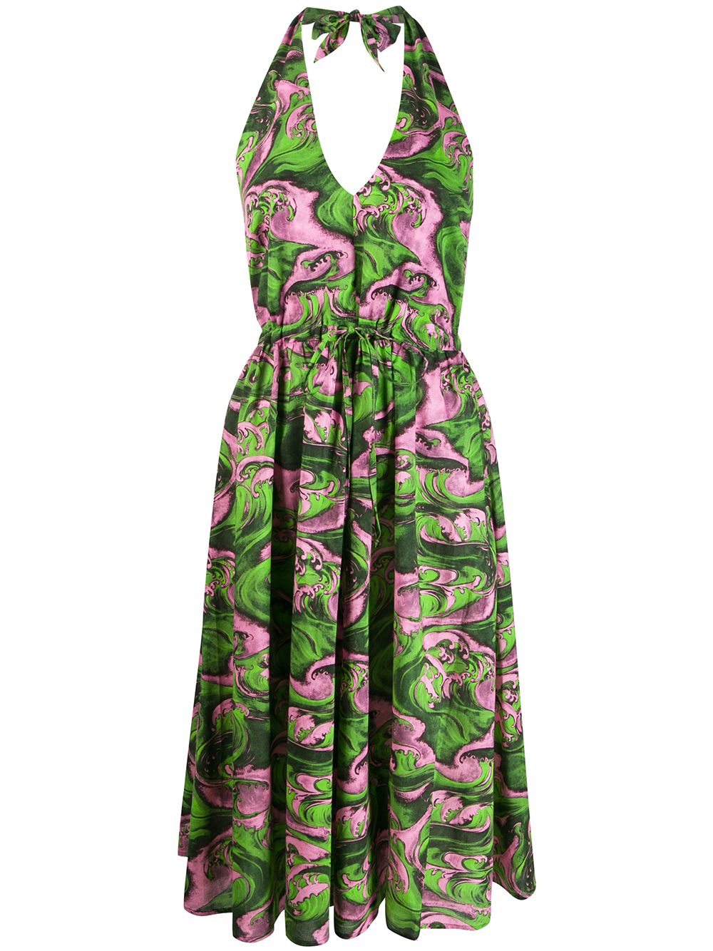 Printed halterneck dress - Green