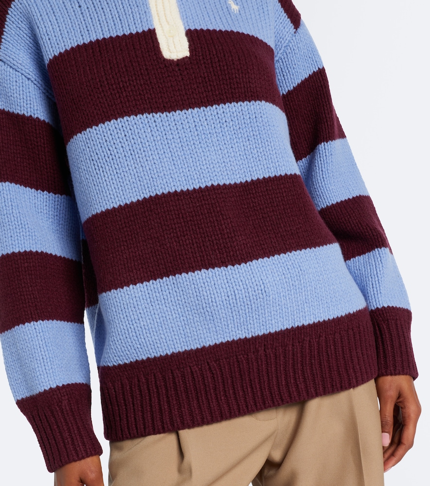 Striped wool-blend polo sweater