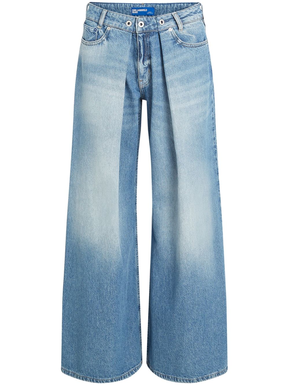 Pleated wide-leg jeans - Blue