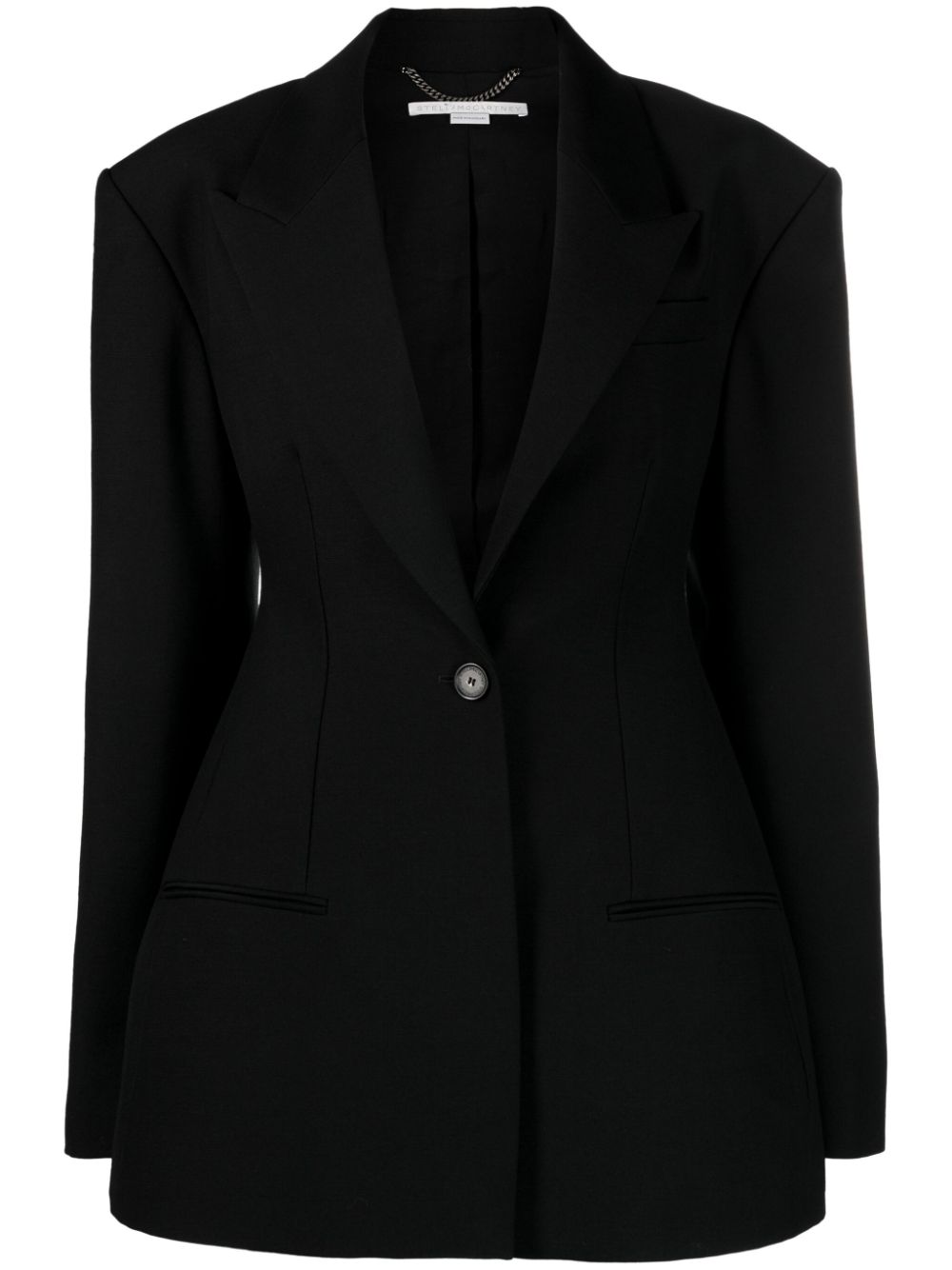 Fitted-waist single-breasted blazer - Black