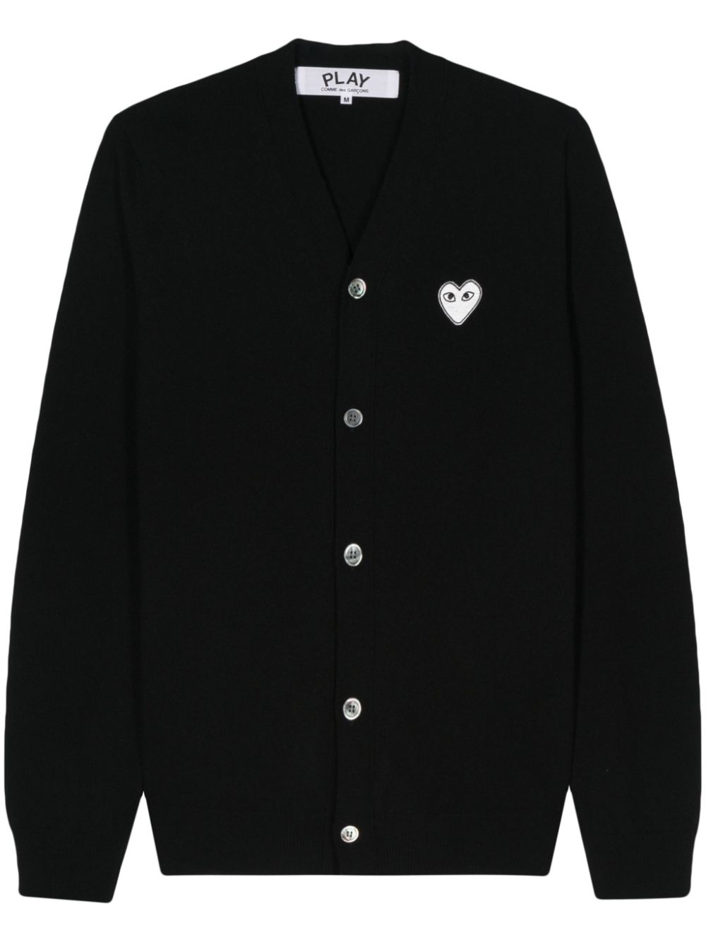 Heart-patch wool cardigan - Black