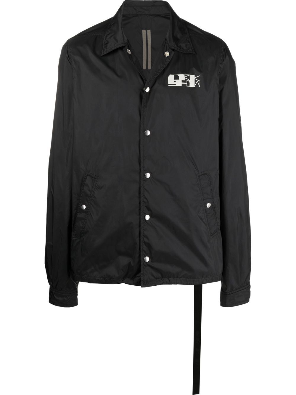Logo-print snap front jacket - Black