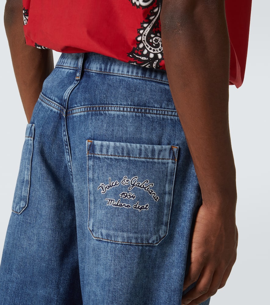Logo denim Bermuda shorts