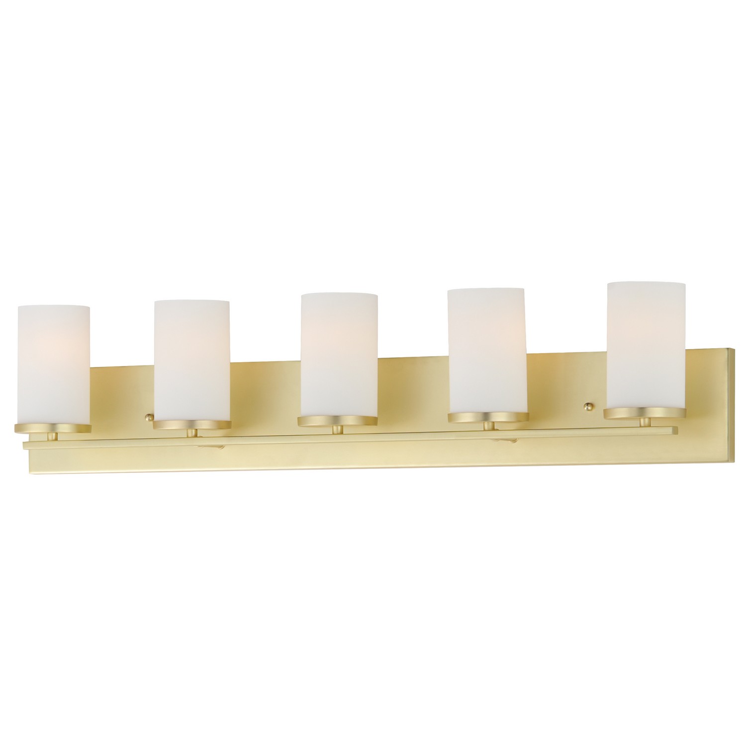 Satin Brass Five Light Bath Vanity from the Lateral Collection