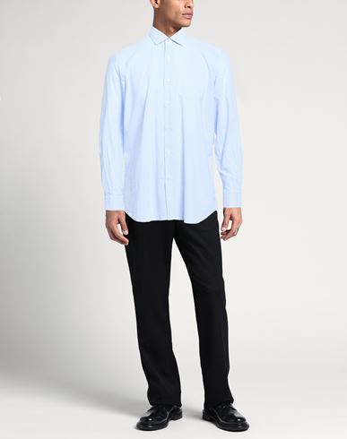 Man Shirt Light blue Size 17 Cotton, Linen