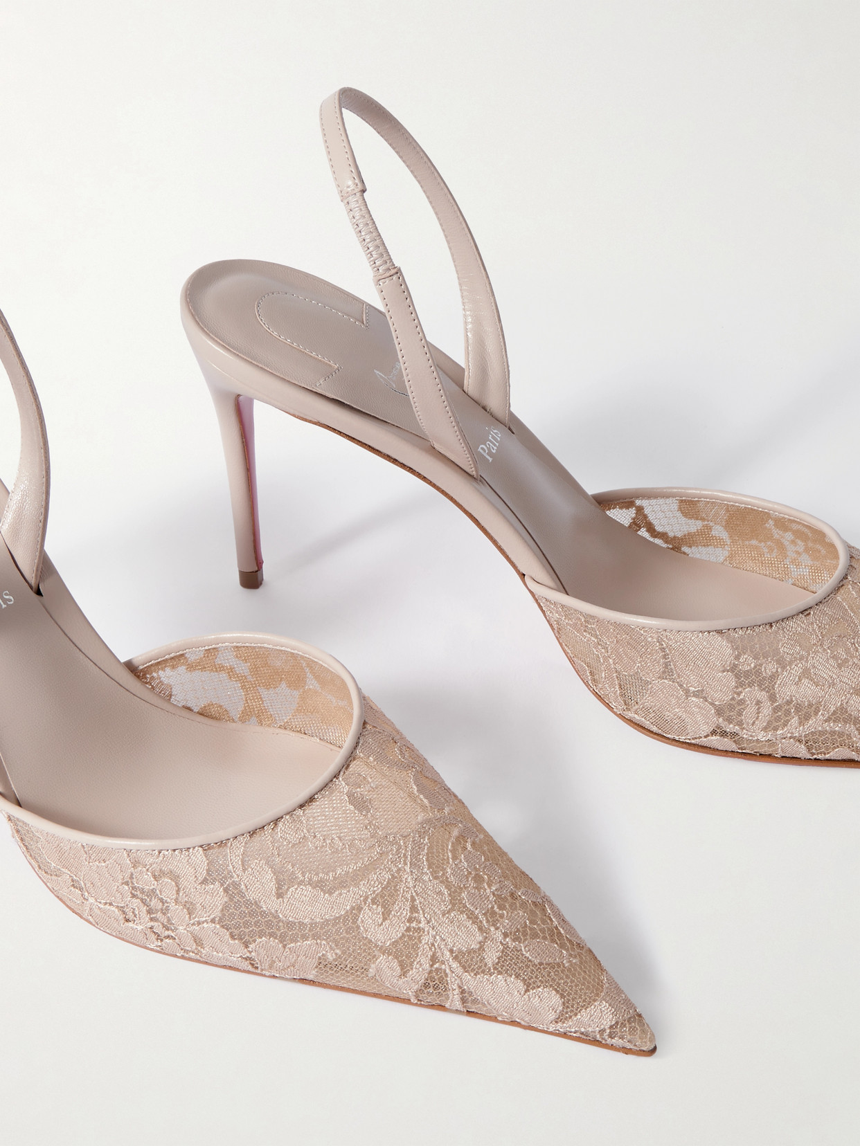 Kate Max 85 Leather-trimmed Lace Slingback Pumps - Neutrals